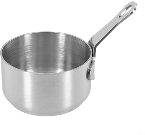 Niceminiwall Mini casserole légère de 100 ml, en acier inoxydable antiadhésive pour plaques à induction, à gaz et électriques, casserole avec bec verseur et échelle de mesure pratique (argent (60 ml)