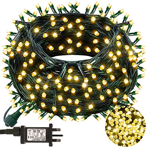 CHOIGN 50M 500LED Christmas Tree Lights, 8 Modes Outdoor Fairy Lights Plug in, Waterproof Outdoor String Lights Mains Powered for Bedroom, Garden, Party, Wedding, Christmas Decoration(Warm White)