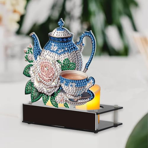 DCIDBEI Diamond Painting Erwachsene Handleuchter 12x14cm Kerzenhalter Diamant Painting Bilder Kerzenständer Malen nach Zahlen Kerzenuntersetzer Tablett Candle Holder Halterung Teekanne