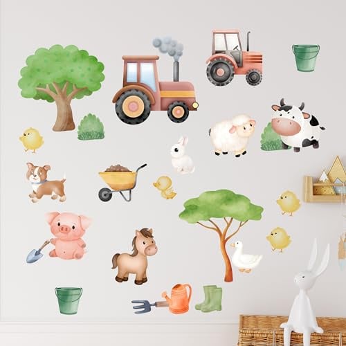 GRAZDesign Bauernhof Wandtattoo Kinderzimmer Trecker Tiere Sticker für Wand, Schrank, Möbel, Tür