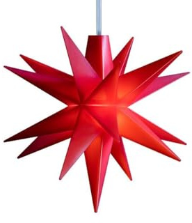 ZICOM LED Weihnachtsstern Mini-Stern 18-Zacken wetterfest, rot Ø 8cm,Timer 6h, mit Batteriefach für 3xAA, 4,5V, Innen und Außen für Weihnachten, Hochzeiten, Party, Dekoration, Geschenkidee