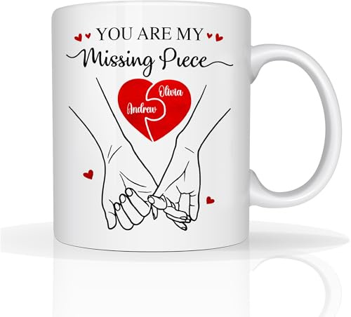 Star Online Valentines Day Mug Gifts for Him Her You're My Missing Piece 11oz Ceramic Coffee Cup Romantic Couple Present for Husband, Wife