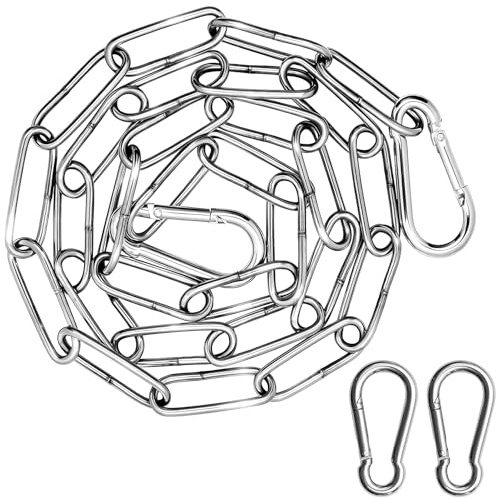 2 Rollos Cadena Acero Inoxidable, Cadena Metálica de 3 mm x 1 m, Cadenas de Seguridad para Puertas, Exteriores, Interiores, Cercas, Puertas, Bicicletas, Columpios, con 4 Cierres de Seguridad