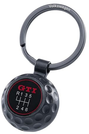 Volkswagen 3A5087010 GTI Schlüsselanhänger, Golfball-Optik, Schwarz-Rot, Metall, GTI Logo mit Schalttafel