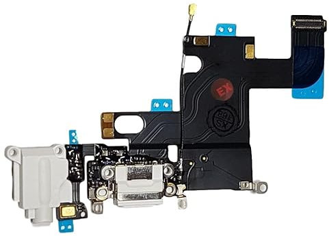 Smartex® Ladebuchse mit Flex Kabel kompatibel mit iPhone 6 Weiß – Dock Connector mit integrierten Mikrofon, Homebutton, Lautsprecher Anschluss