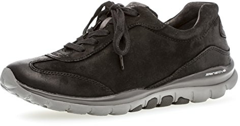 Gabor Damen 96.965,Frauen Halbschuh,Sportschuh,Schnürschuh,Low-Top,Blockabsatz 2cm,Einlegesohle,0 Weite (Normal),schwarz/anthrazit,UK 7.5