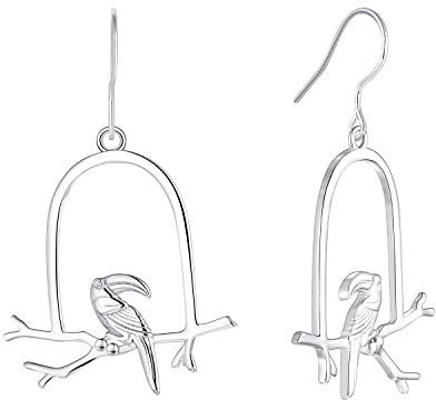 Starchenie Papagei Ohrringe 925 Silber Vogel käfig Baumeln Ohrringe für Damen