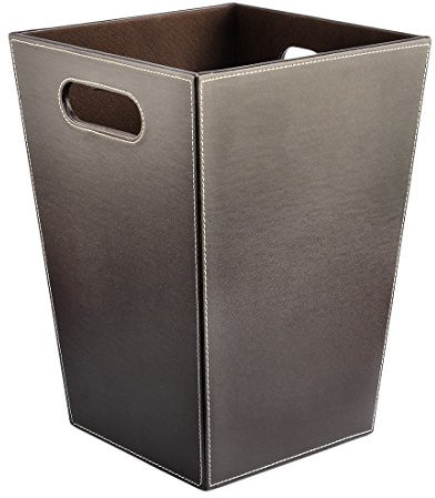 YAKOK Corbeille à Papier rectangulaire en Cuir avec poignée Petit Panier à déchets pour Cuisine Salle de Bain Bureau 34,5 x 25,6 x 19 cm