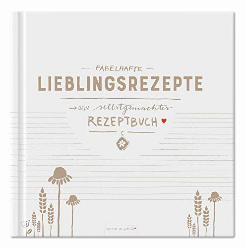Eine der Guten Rezeptbuch zum Selberschreiben, blanko DIY Kochbuch & Backbuch für 80 fabelhafte Lieblingsrezepte, FSC Papier, Premium Hardcover, Weiß Beige, 21x21 cm
