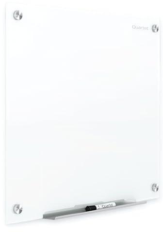 Quartet Tableau blanc magnétique en verre effaçable à sec, 122 x 91 cm, sans cadre, blanc brillant à contraste élevé (G24836W)