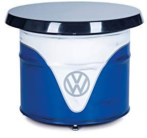 BRISA VW Collection - Volkswagen Ölfass-Möbel-Beistell-Party-Tisch-Ablage im T1 Bus Design (Bus Front/Weiß & Blau)