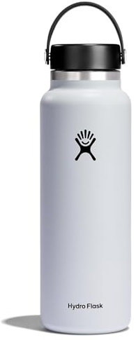 HYDRO FLASK - Trinkflasche 1180ml (40oz) - Isolierte Wasserflasche aus Edelstahl - Sportflasche mit auslaufsicherem Flex Cap-Deckel & Gurt - Thermoflasche Spülmaschinenfest - Größe Öffnung - White
