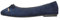 Yours Curve Plus Size - Slip On Ballet Flat Round Toe Ballerina Pumps Lightweight Bow Faux Suede in Wide E Fit & Extra Wide Eee Fit - Women's Dark Blue 5EEE