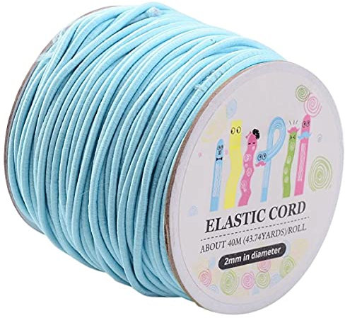 Sadingo Elastische Schnur Hellblau, Rubber Bracelets, Armband Schnur 35 Meter, Gummikordel 2 mm Stärke, Perlenarmband