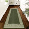 renoazul® Non-Slip Washable Large Entrance Doormat | 66 x 120 cm Outdoor and Indoor Dog Muddy Paws Floor Protector, Hallway, Bath and Kitchen Anti-Slip Mats - Greeky Rug - Green & Cream