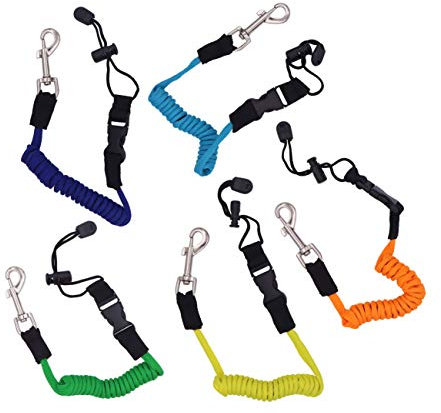 METER STAR 2 PCS Random Color Anti-Lost Elastic Kayak Canoe Paddle Leash Safety Boat Fishing Rod Pole Coiled Lanyard Cord Tie Rope