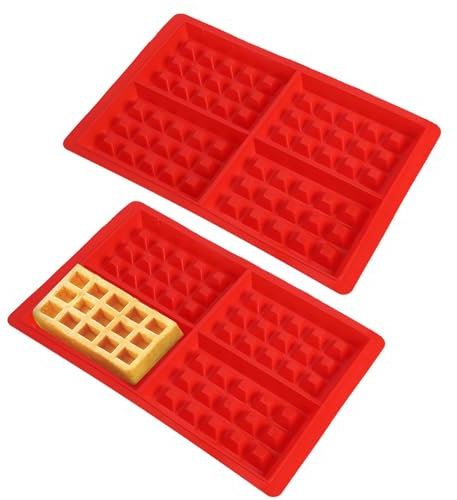 Lot de 2 Moules à Gaufres en Silicone, Antiadhésifs Bricolage Gaufrier de Haute Qualité Ustensiles de Cuisson, Moule à Chocolat/Gâteau/Glaçons/Gaufrette, Tablette de Chocolat - 27.8 x 18 x 1.7 cm