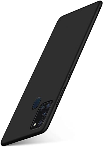 moex für Samsung Galaxy A21s Hülle Ultra Dünn, Schutzhülle mit erhöhtem Kameraschutz, Slim Cover Hardcase Backcover, Dünnste Handyhülle Minimalistisch Alpha Case, Matt Schwarz