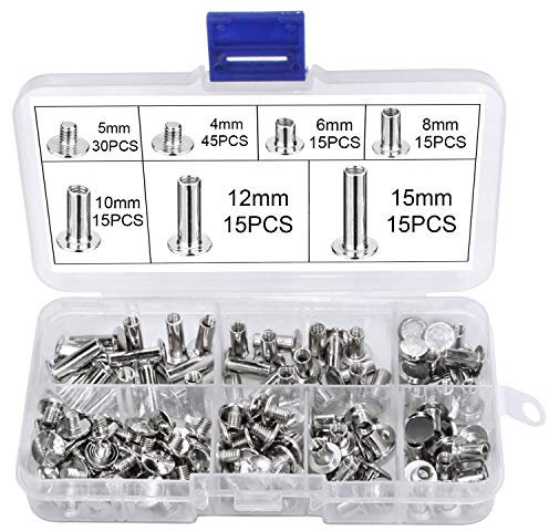 YYWEi Chicago Buchschrauben 150Stk Binding Schrauben Schraube Beiträge Nagel Rivet Chicago Button für DIY Leder Dekoration Bookbinding