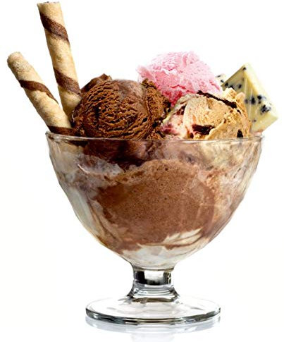Topkapi Paradiso Lot de 6 coupes à glace, à dessert, sorbets, verre à cocktail, crème glacée Sundae, aspect diamant transparent, environ 380 ml