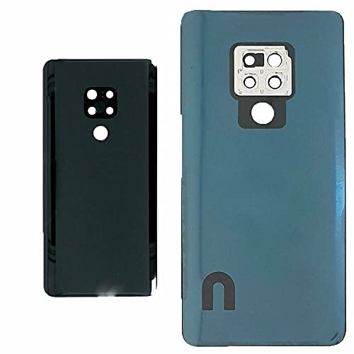 (KIT) Copri Batteria + biadesivo + LENTE compatibile con Huawei Mate 20 / HMA-L09 HMA-L29 Ricambio n.1 Vetro Posteriore Back Cover Retro Scocca + adesivo + lente con cornice (Nero)