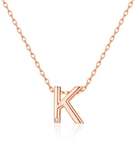 Philip Jones Rose Gold Plated Initial Necklace Letter K Created with Zircondia® Crystals