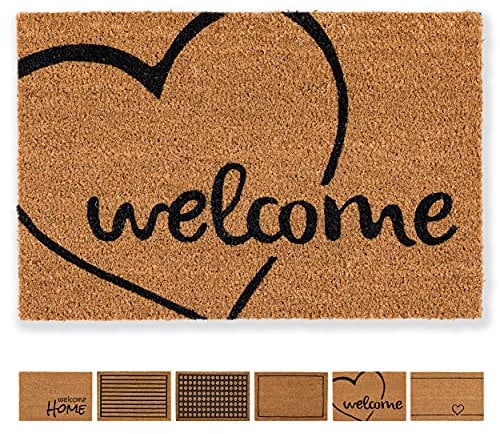 Carpido Fußmatte Kokos Welcome Herz Design – Sauberlauf 40x60 cm – Türmatte Innen Bereich – antibakterielle Kokosmatte – natürliches Material