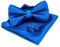 JEMYGINS Herren Fliege Blau 4 Satin Fliege und Einstecktuch mit Manschettenknöpfe Sets