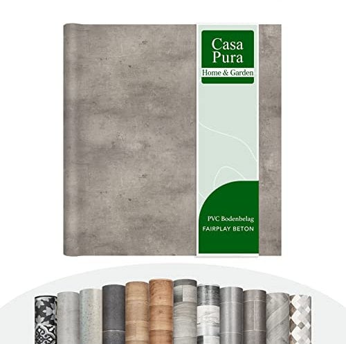 casa pura Vinylboden Meterware Fairplay - Holzoptik Fliesenoptik Steinoptik - PVC Bodenbelag - Vinyl Designbelag für Küche, Bad & Wohnbereich (Fairplay Beton, 200x200cm)