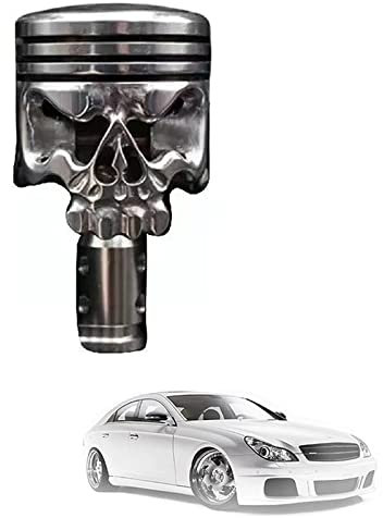 Metall Totenkopf Form Edelstahl Schaltknauf aus Motorrad Kolben, Kolben Totenkopf Gesicht Skulptur, Griff passend für die meisten automatischen manuellen Fahrzeuge (C)
