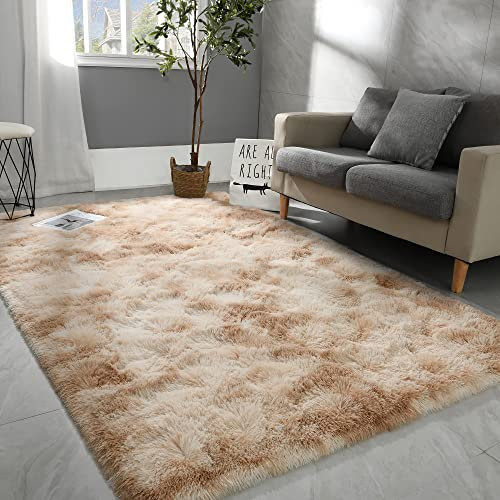 MARATIP Plüsch Teppich, Flauschiger Rund, Große Größe Modernes Wohnzimmer, Kinder Mädchen, Weicher für Schlafzimmer/Kinderzimmer (Khaki, 200 x 300 cm)