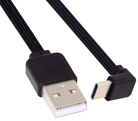 CY - Cavo dati FPC, piatto e sottile, da USB 2.0 Type-A maschio a Type-C, 13 cm, angolo di 90 gradi, FPC, per FPV, hard disk e telefono