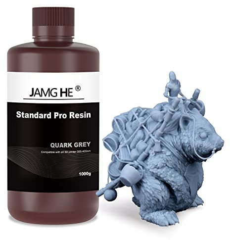 3D Printer Resin, JAMG HE Standard Pro Resin for LCD DLP SLA 405nm High Precision & Low Shrinkage 3D Printing Standard UV Photopolymer Resin Suitable for 2K/4K/6K/8K/12K Printers (Standard Pro Gray)