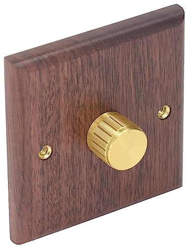 Dimmer Schalter, 100-500W schwarzem Walnussholz Dimmer Für Led Lampen Dimmschalter Drehdimmer für die Regulierung von Haushaltslicht für Wohnräume und gemütliche Beleuchtung