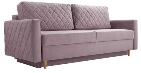 mb-moebel Schlafsofa Sofa mit Schlaffunktion und Bettkasten Couch für Wohnzimmer Polstersofa Sofagarnitur Wohnlandschaft mit Bettfunktion - 215x100x94 cm NOLEN (Rosa - NOEL 07)