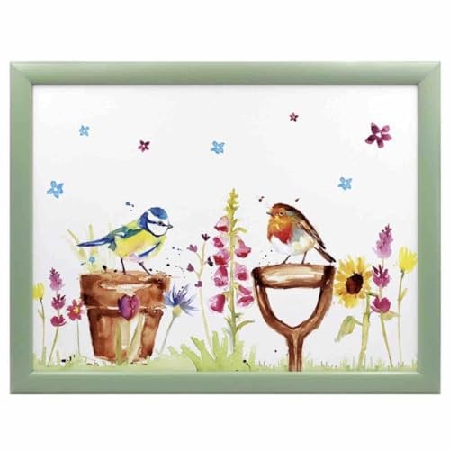 The Leonardo Collection Cushioned Laptray with Cushion Back - Garden Birds Statement Homeware Gift for Him/Her