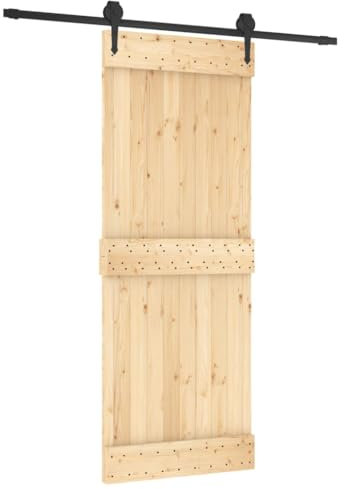 vidaXL Porta Scorrevole con Set Hardware 80x210 cm Legno Massello Pino