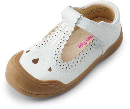 DREAM PAIRS Kind kleine Mädchen Mary Jane Strap Flache Schuhe Ballerinas Prinzessin Schuhe Flache Schulschuhe, T-Riemen,Size 24,Weiss,SDFL2402K