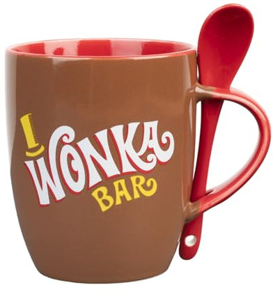 Grupo Erik Taza Willy Wonka Bar Con Cuchara - Desayuno, Cerámica 380ml - Te, Café - Original Wonka, Licencia Oficial