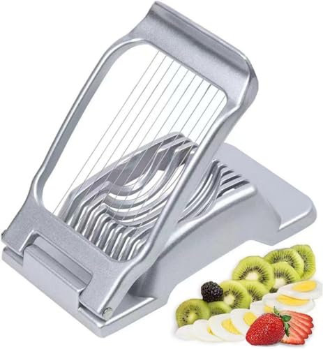 Egg Slicer, Egg Slicer for Boiled Eggs, Egg Cutter for Hard Boiled Eggs, Heavy Duty Aluminium Slicer for Egg Strawberry Mushroom Soft Fruit, Stainless Steel Wires, Dishwasher Safe& Easy to Clean