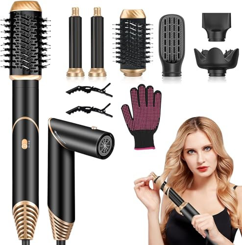 GAOEEIN Air Styler 6 in 1 Magic Twist Haartrockner, mit 6 Zubehörteilen, 110.000 U/min, schnell trocknend, für alle Haartypen, zum Trocknen, Locken, Glätten, Volumen und Frisieren