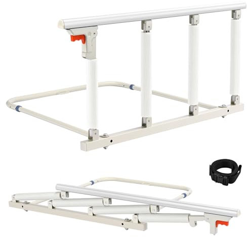 Brolteja Barandillas de Cama,Rieles de Cama Plegable para Personas Mayores,Barandilla Lateral para Cama de Ancianos,barandilla Plegable de Seguridad para discapacitados, 4 pilares