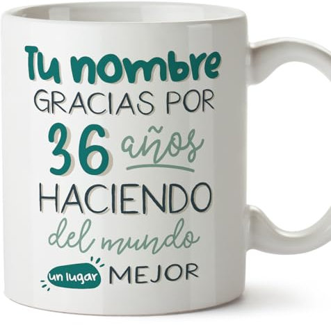 MUGFFINS Tazas Personalizadas Cumpleaños - En Español - Mundo Mejor - 11 oz / 330 ml - Regalo personalizable original y divertido