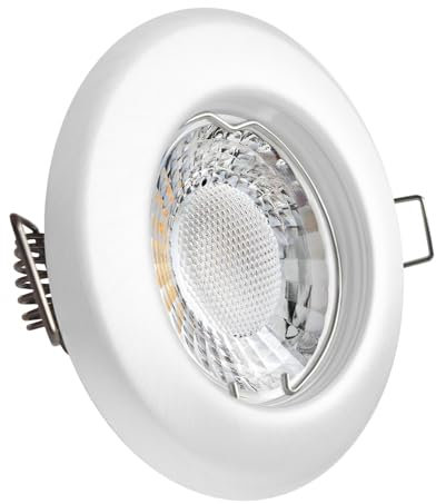 CONCEPTRUN LED Einbaustrahler weiß | rund | Lochmaß Ø 55mm - 75mm | geringe Einbautiefe 25mm | Anschlussfertig Farbe 5W LED Modul flach warmweiß COB 230V