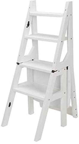 Taburetes de escalón, escalera de madera, estante de madera de pino, doble uso, pedal de 4 capas, multifunción, para el hogar, cocina, moderno, simple/C (B)