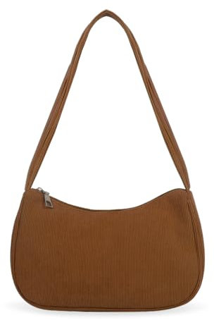 Ceihwa Cord Schultertasche Damen Klein Tasche Aesthetic Y2k Umhängetasche Vintage Handtasche Teenager Mädchen Shoulder Bag Women 90s Achsel Tasche Frauen Small Handbag Fashion Tasche Tote Bag Braun