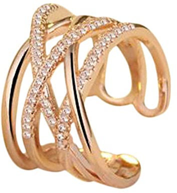 PULABO Anello Anello in oro rosa Anello in acciaio inossidabile Double X Criss Cross Anello infinito Fidanzamento Matrimonio Lady Girls Regalo d'amore Oro Creativo e utile durevole