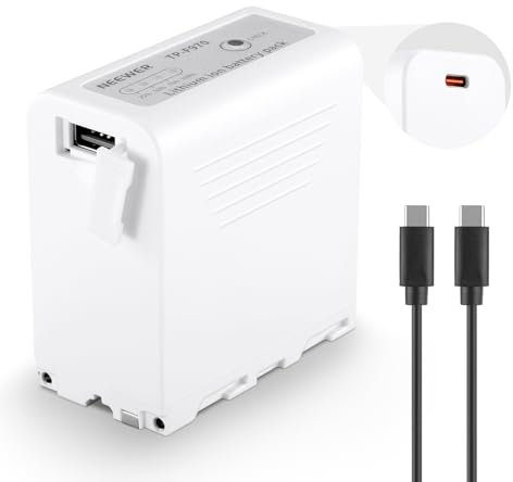 NEEWER 10500mAh NP-F970 Ersatzakku Battery 4,8 Stunden Ladezeit 20W PD Schnellladekabel USB C, wiederaufladbarer Kamera Camcorder Videolicht Akku für Sony FX3/FX30/A7, für Canon R5, für Nikon Z8, weiß