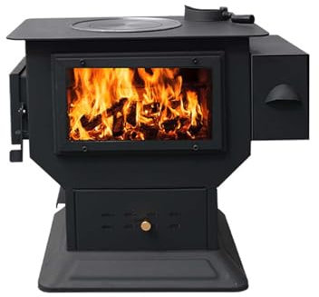 Generic Portable Multi-fuel Black Wood Burning Stove with Oven - Outdoor Heating Stove for Camping, BBQ, and Tent Heating