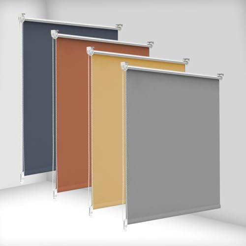 bobodeco Verdunklungsrollo ohne Bohren & mit Bohren Verdunkelungsrollo Klemmfix, Hellgrau B95 x H120cm (Stoffbreite 90cm), Thermorollo Sichtschutz Sonnenchutz, Rollos Hitzeschutz für Fenster & Tür